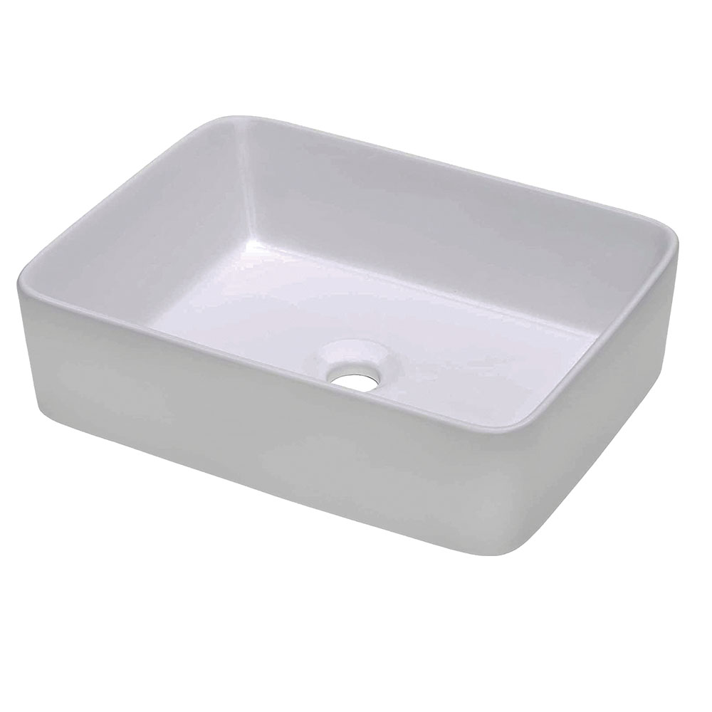 Kibath Lavabo sobrencimera RECTANGULAR rectangular de 48 acabado blanco brillo fabricado en porcelana