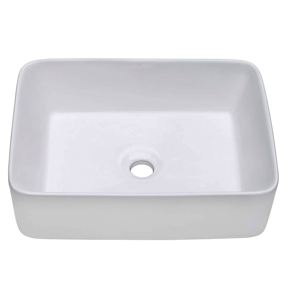 Kibath Lavabo sobrencimera RECTANGULAR rectangular de 48 acabado blanco brillo fabricado en porcelana - Imagen 2