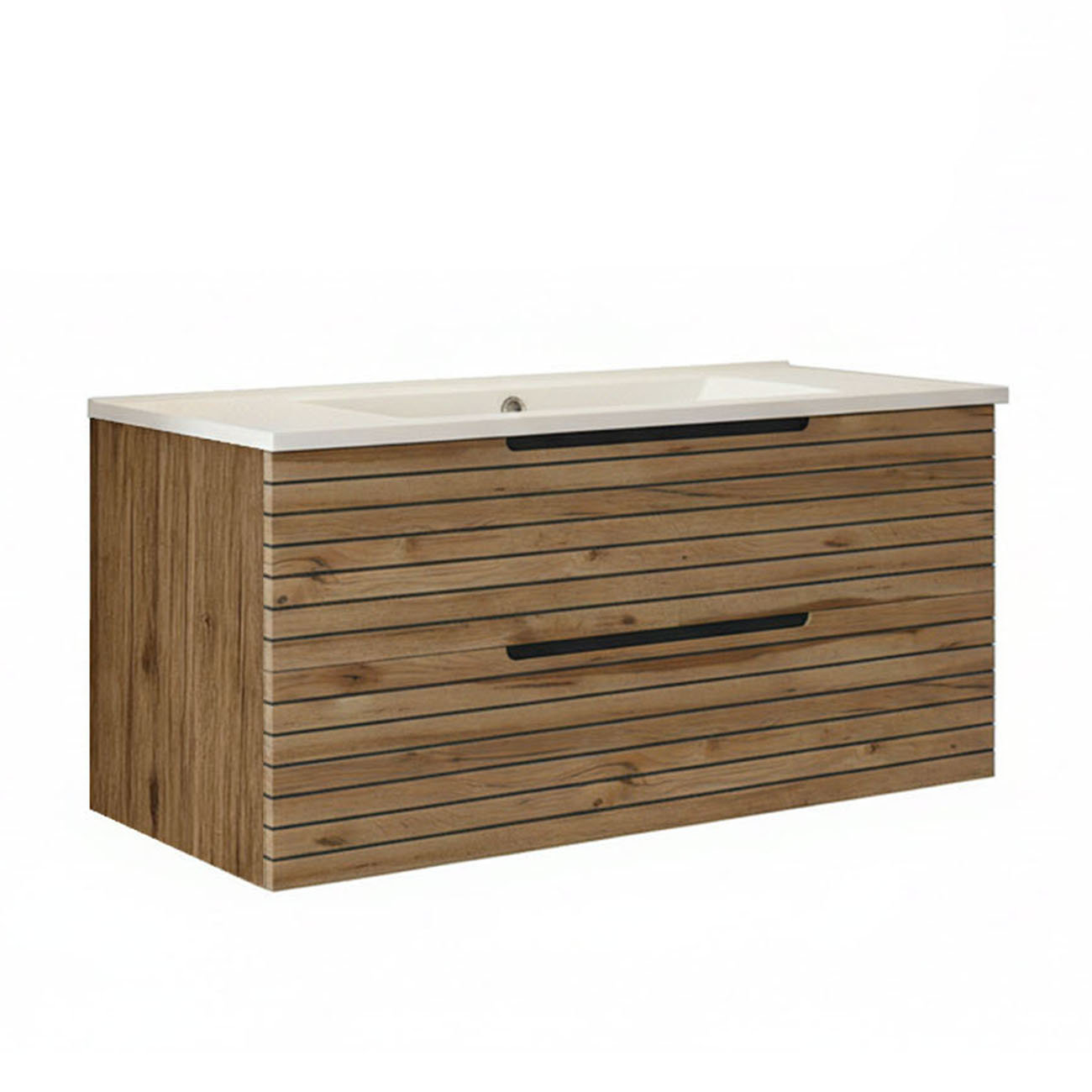 Kibath Mueble de baño con Lavabo KEN 100x45 cm acabado Desierto mate 2 cajones suspendido