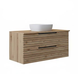 Kibath Mueble de baño con Lavabo KEN 100x45 cm acabado Desierto mate 2 cajones suspendido