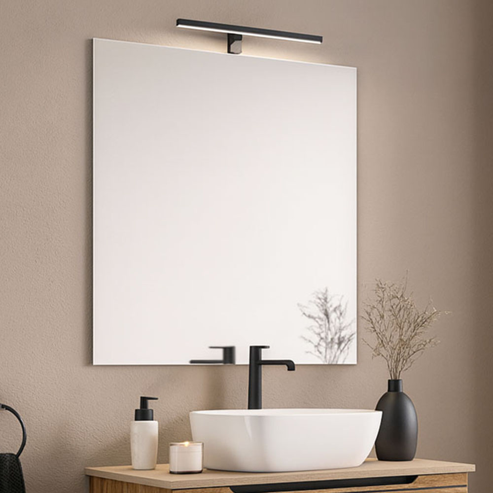 Kibath Mueble de baño con Lavabo, Espejo y Aplique LED KEN 80x45 cm acabado Desierto mate 2 cajones suspendido - Imagen 3