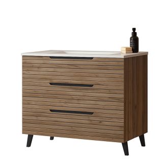 Kibath Mueble de baño con Lavabo, KEN 3 cajones con patas acabado desierto - 80 cm