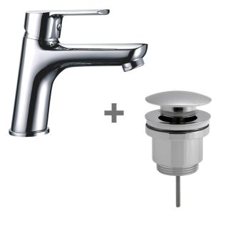 Kibath Pack grifo y clic clac monomando SIX acabado negro mate fabricado en latón