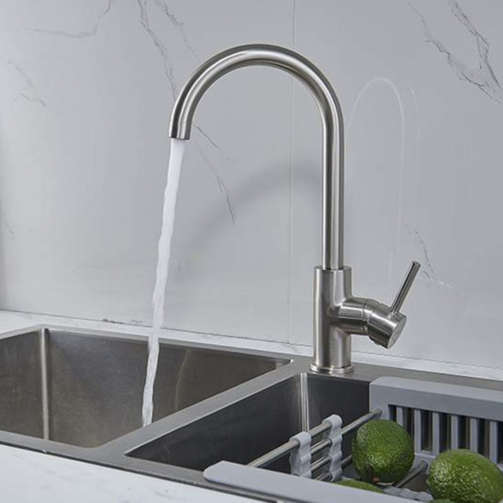 Kibath Pack Grifo VERONA + Fregadero SOLUT 54x44 cm acabado cepillado de acero inoxidable - Imagen 2