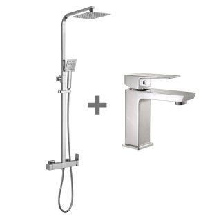 Kibath Pack monomando CHE columna y grifo acabado cromo brillo fabricado en latón