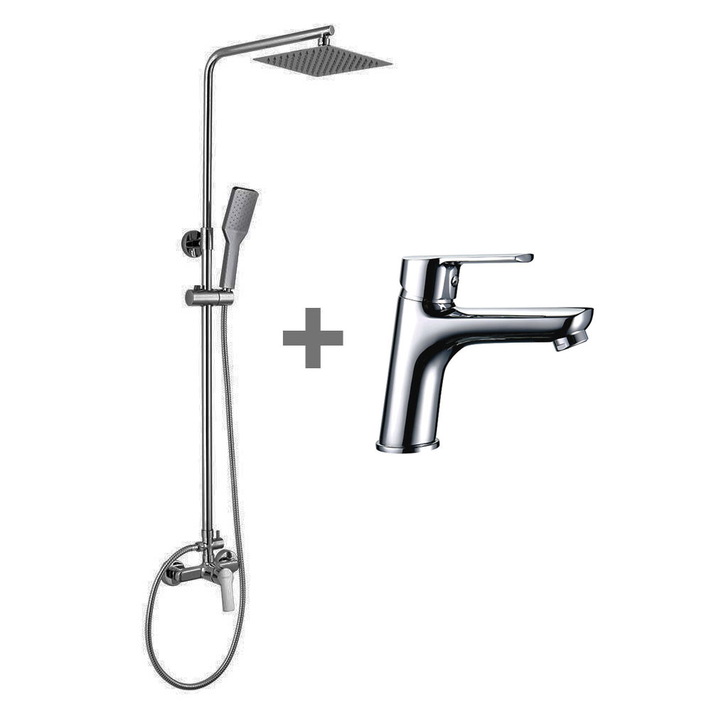 Kibath Pack monomando SIX columna y grifo acabado cromo brillo fabricado en latón