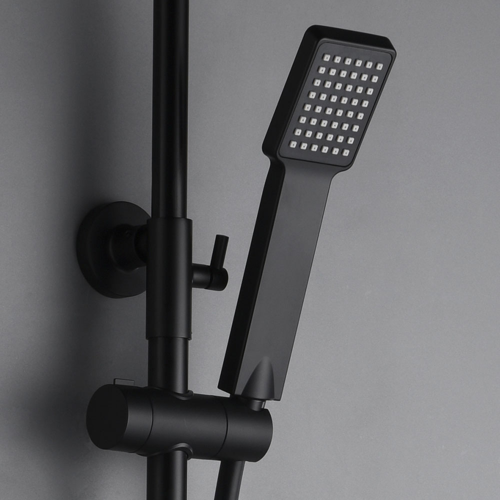 Kibath Maneral Mango De Ducha cuadrado acabado negro mate fabricado en ABS - Imagen 2