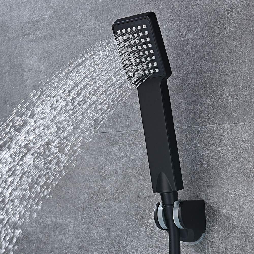 Kibath Maneral Mango De Ducha cuadrado acabado negro mate fabricado en ABS - Imagen 3