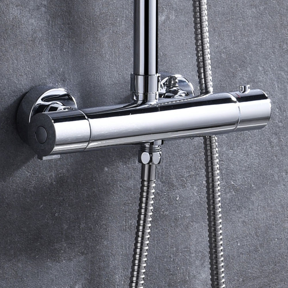 Kibath Columna De Ducha termostático redonda 75-125 cm acabado cromo brillo fabricado en latón - Imagen 3