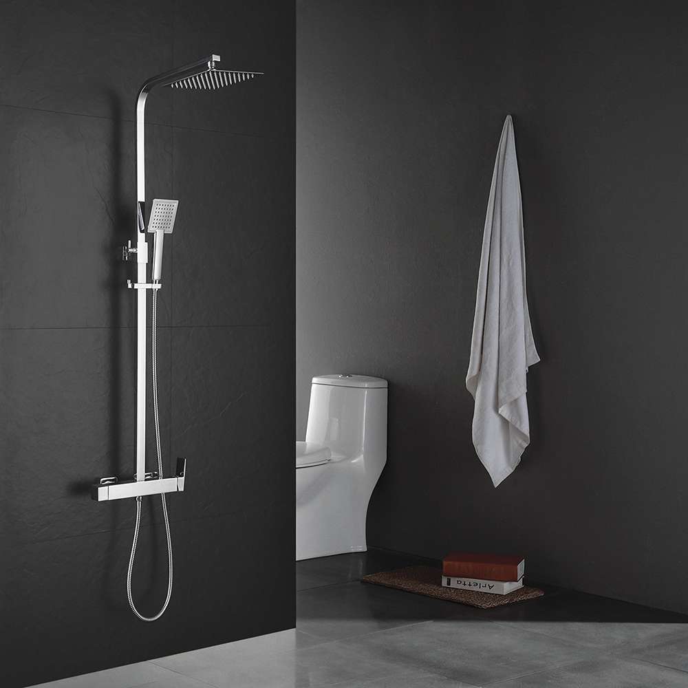 Kibath Columna De Ducha monomando cuadrada 73-122 cm CHE acabado cromo brillo fabricado en latón - Imagen 2