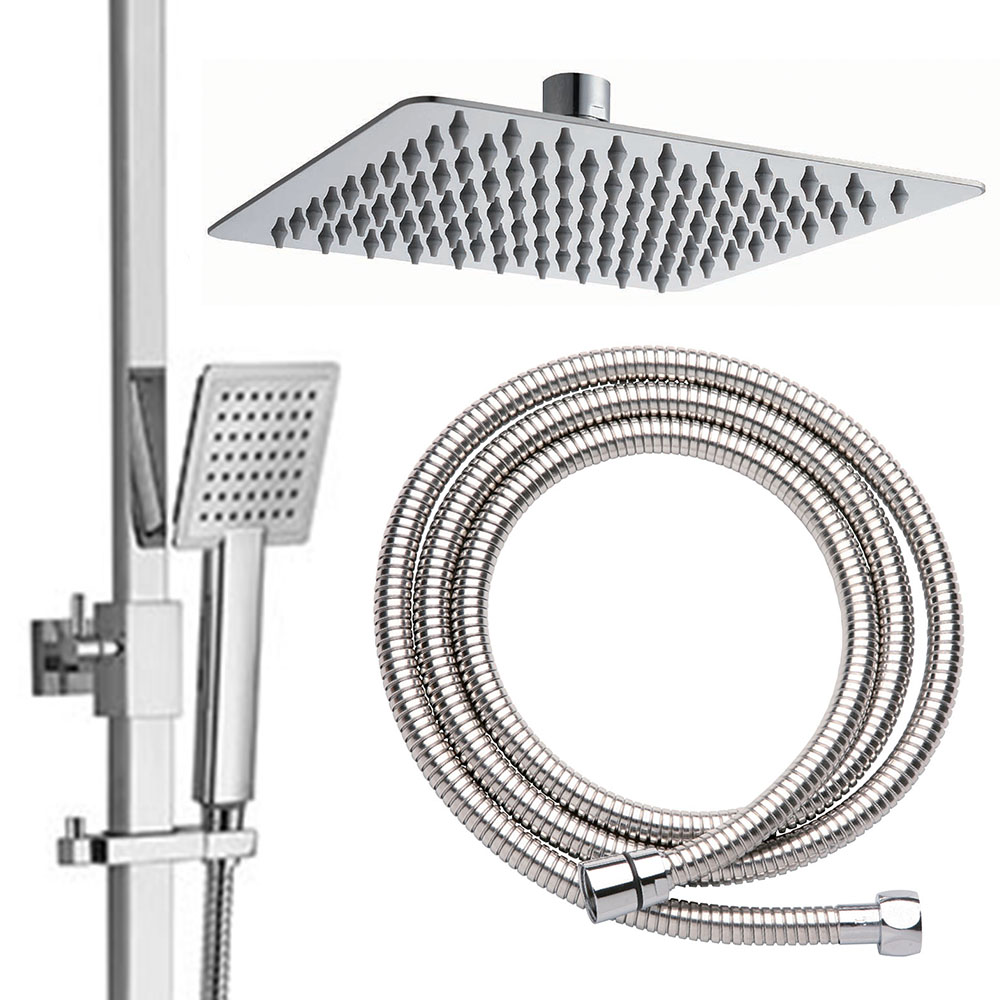 Kibath Columna De Ducha monomando cuadrada 73-122 cm CHE acabado cromo brillo fabricado en latón - Imagen 4