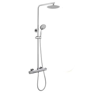 Kibath Columna De Ducha termostático redonda 75-125 cm acabado cromo brillo fabricado en latón
