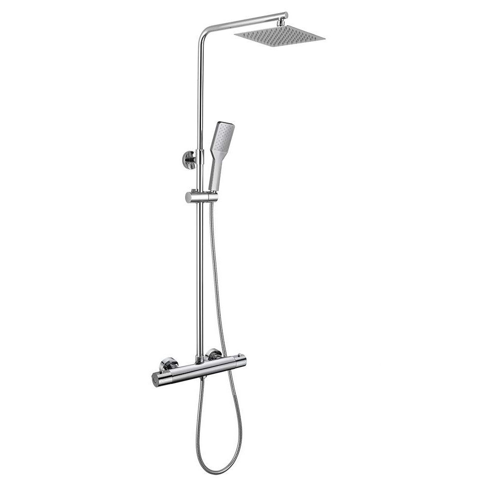 Kibath Columna De Ducha termostático cuadrada 75-125 cm acabado cromo brillo fabricado en latón