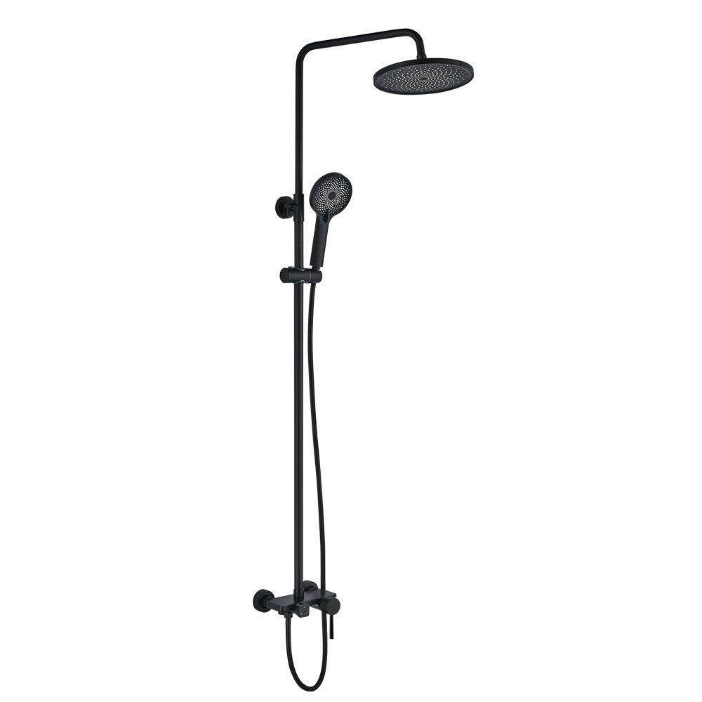 Kibath Columna De Ducha monomando redonda 96-136 cm OSO acabado negro mate fabricado en latón