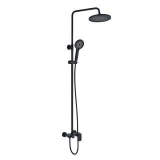 Kibath Columna De Ducha monomando redonda 96-136 cm DAK acabado negro mate fabricado en latón