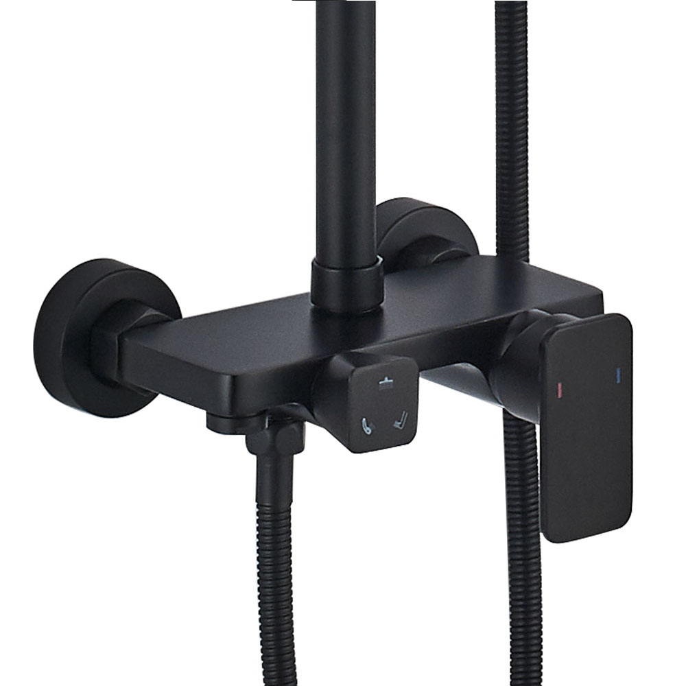 Kibath Columna De Ducha monomando redonda 96-136 cm DAK acabado negro mate fabricado en latón - Imagen 3