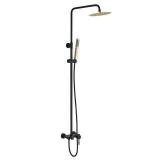 Kibath Columna De Ducha monomando redonda 96-136 cm OSO acabado negro mate fabricado en latón