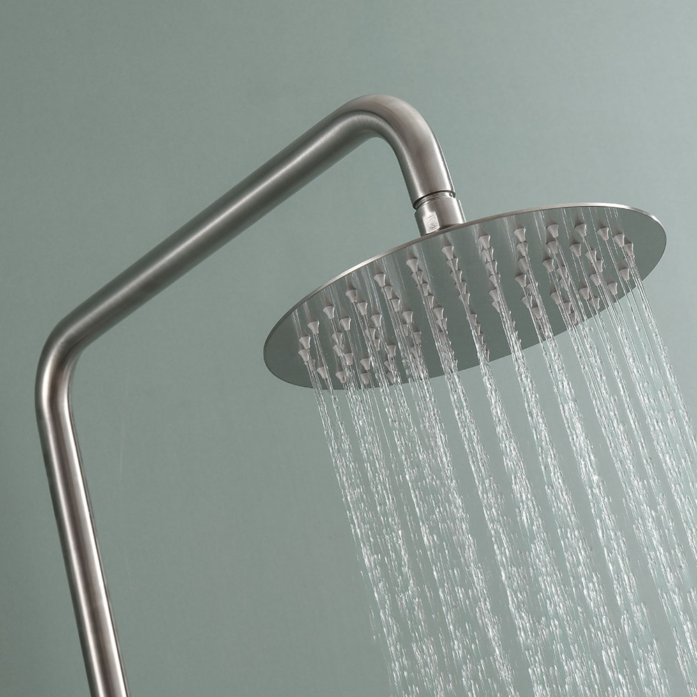 Kibath Columna De Ducha monomando redonda 78-125 cm acabado niquel cepillado fabricado en latón - Imagen 6