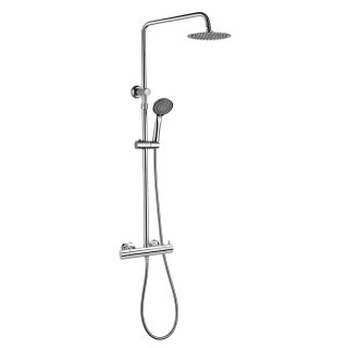 Kibath Columna de ducha extensible RAPIDA redonda acabado cromado brillo fabricado en latón