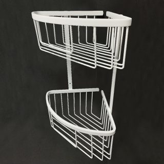 Kibath Cesta Portagel esquina doble acabado blanco mate fabricado en aluminio