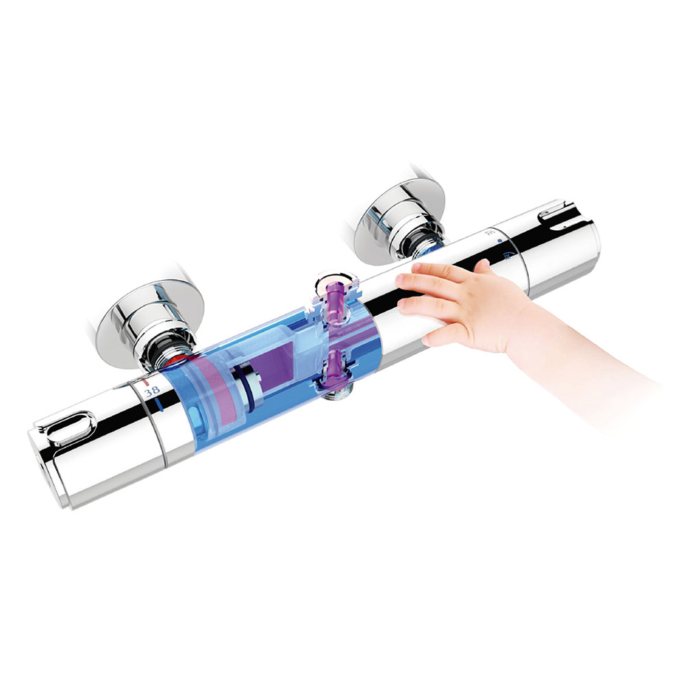 Kibath Grifo Para Columna De Ducha termostático acabado cromo brillo fabricado en latón - Imagen 4