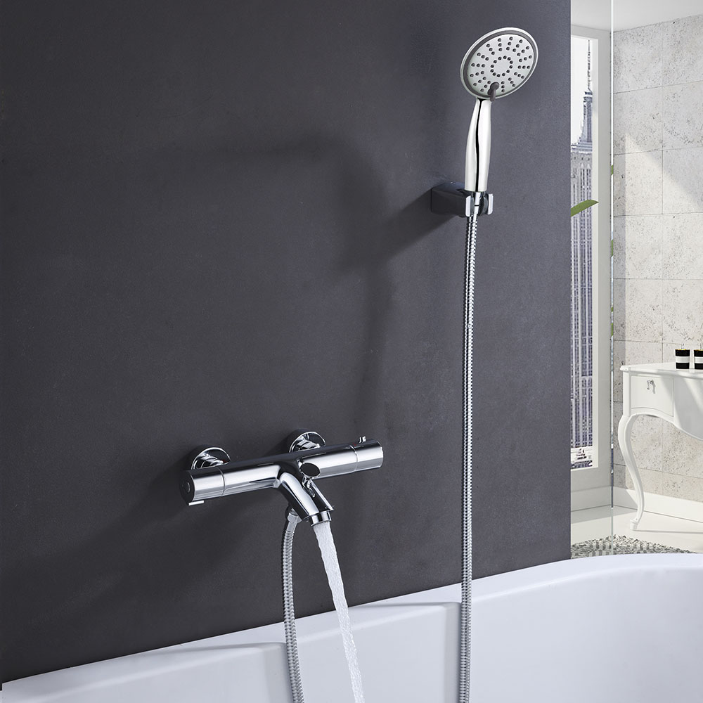 Kibath Grifo De Bañera termostático BON con equipo de ducha acabado cromo brillo fabricado en latón - Imagen 2