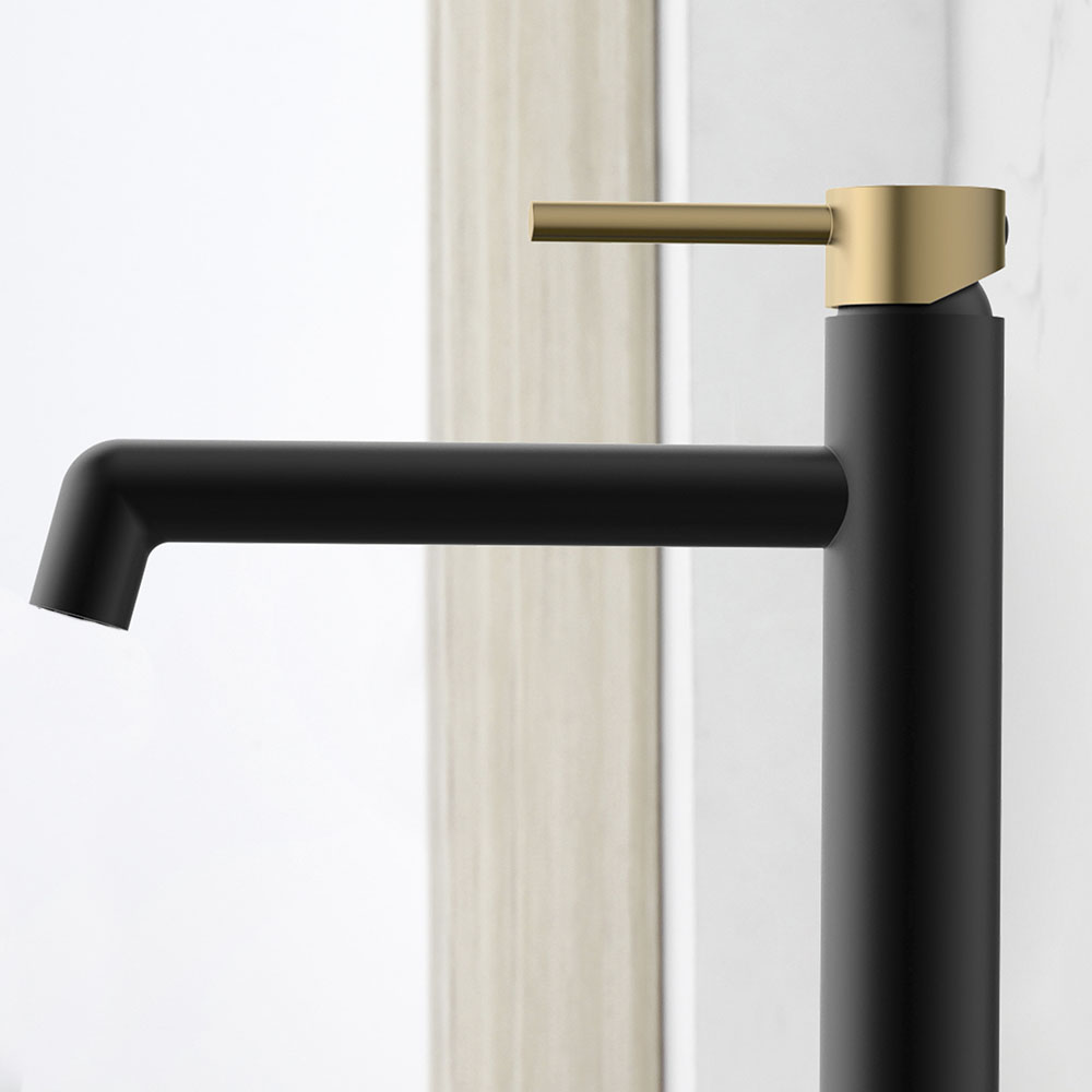 Kibath Grifo De Lavabo monomando OSO alto acabado negro mate fabricado en latón - Imagen 3