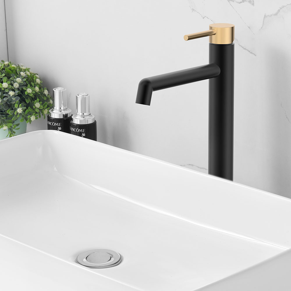 Kibath Grifo De Lavabo monomando OSO alto acabado negro mate fabricado en latón - Imagen 4