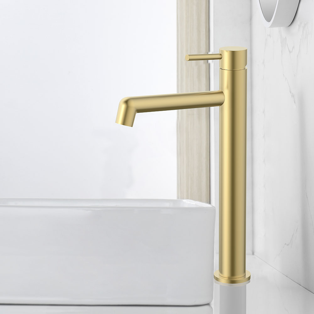 Kibath Grifo De Lavabo monomando OSO alto acabado oro cepillado fabricado en latón - Imagen 2