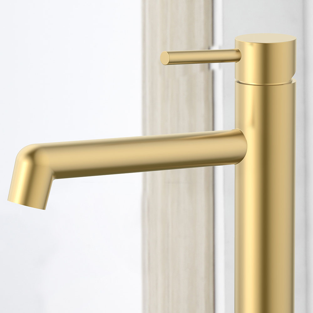 Kibath Grifo De Lavabo monomando OSO alto acabado oro cepillado fabricado en latón - Imagen 4