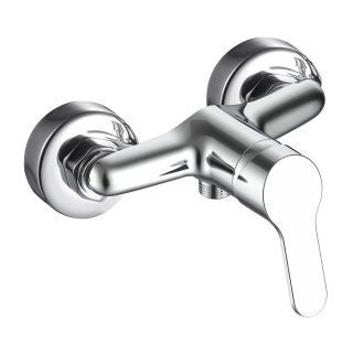 Kibath Grifo de ducha ASPA monomando con equipo acabado cromado brillo fabricado en latón