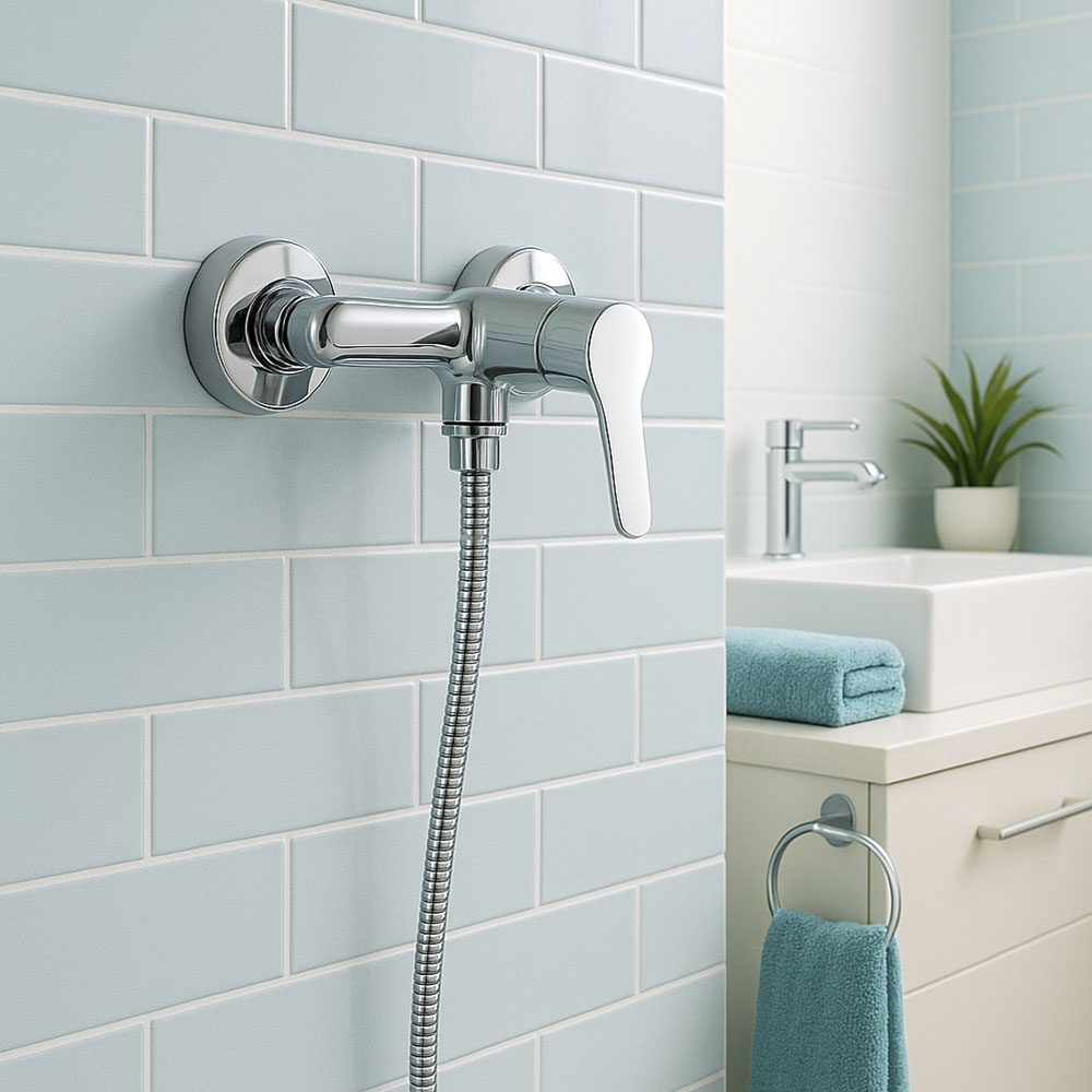 Kibath Grifo de ducha ASPA monomando con equipo acabado cromado brillo fabricado en latón - Imagen 2