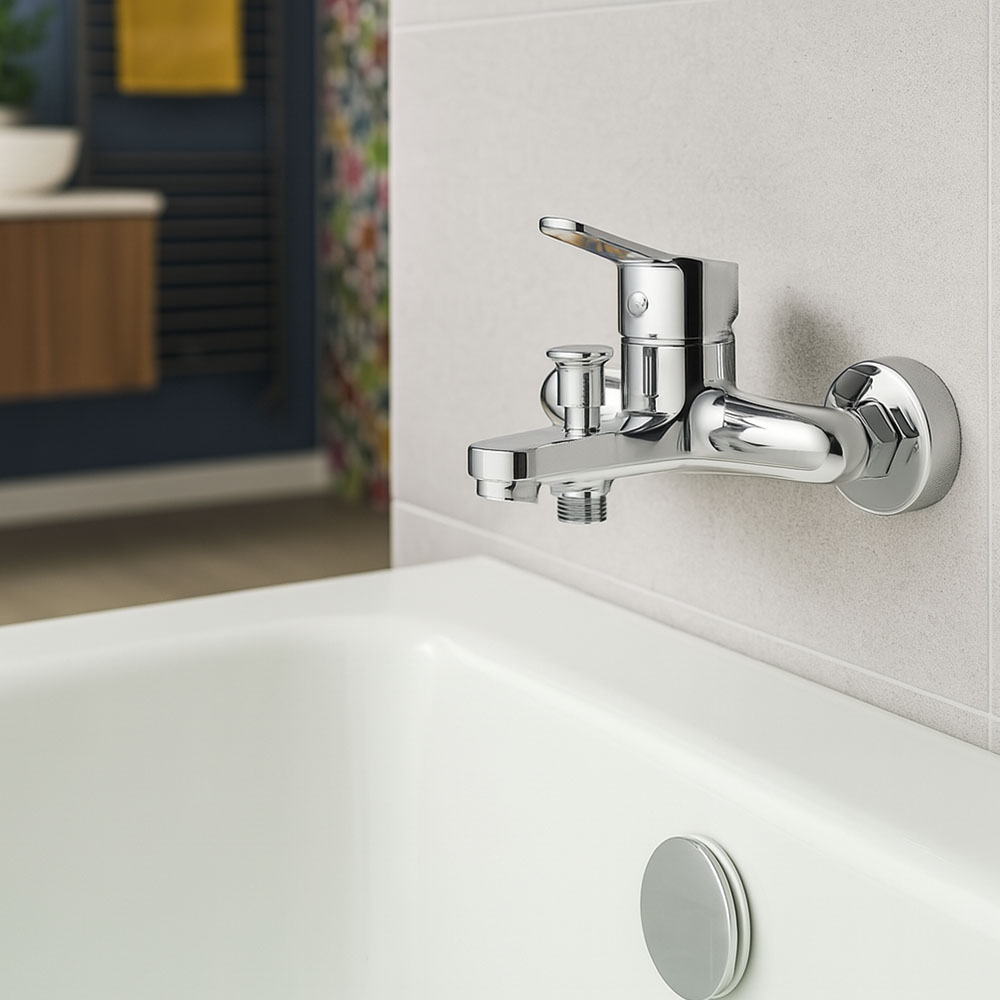 Kibath Grifo de Bañera ASPA bañera monomando con equipo acabado cromado brillo fabricado en latón - Imagen 2