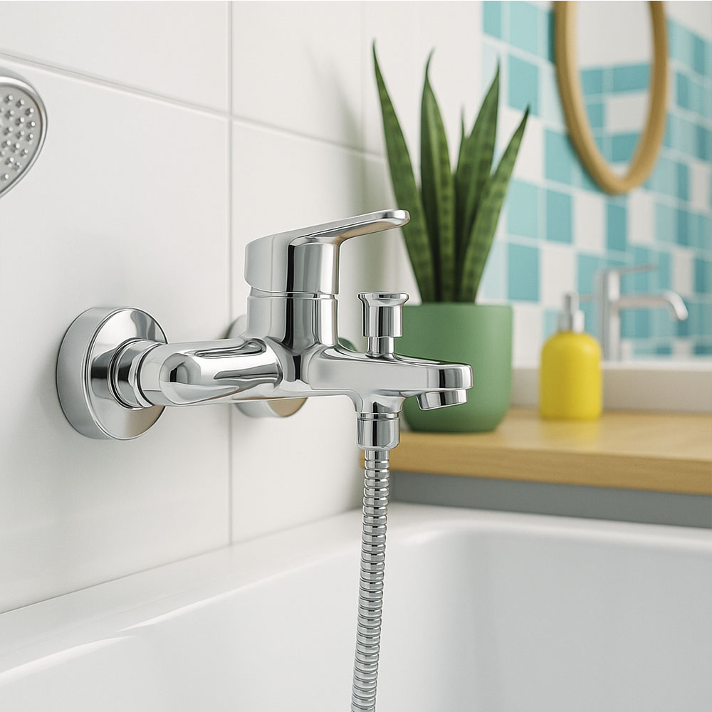 Kibath Grifo de Bañera ASPA bañera monomando con equipo acabado cromado brillo fabricado en latón - Imagen 3