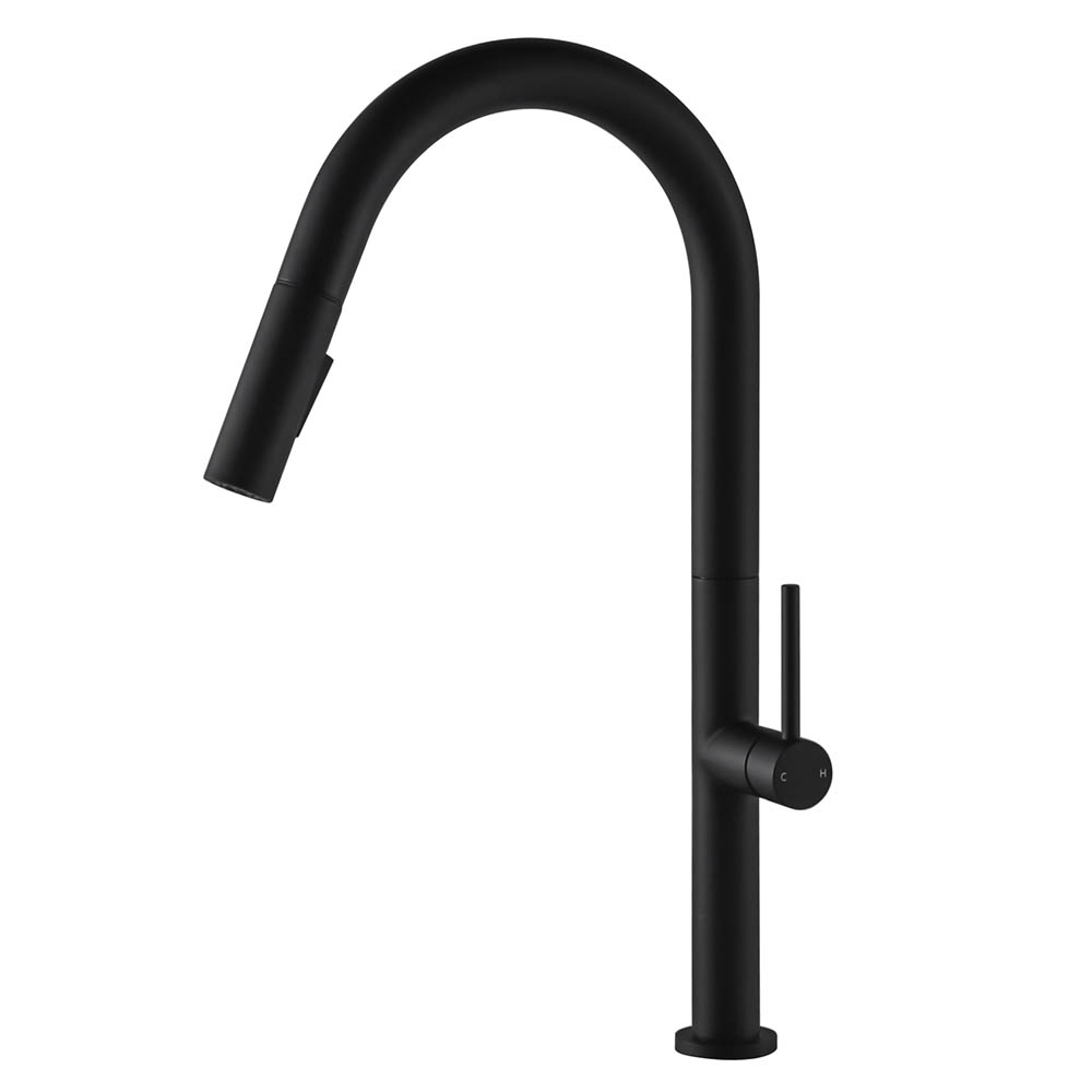 Kibath Grifo De Fregadero SHO extraible de acabado negro mate fabricado en latón