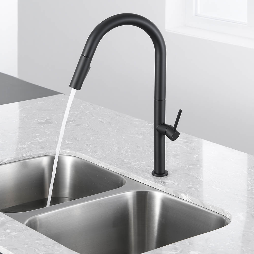 Kibath Grifo De Fregadero SHO extraible de acabado negro mate fabricado en latón - Imagen 3