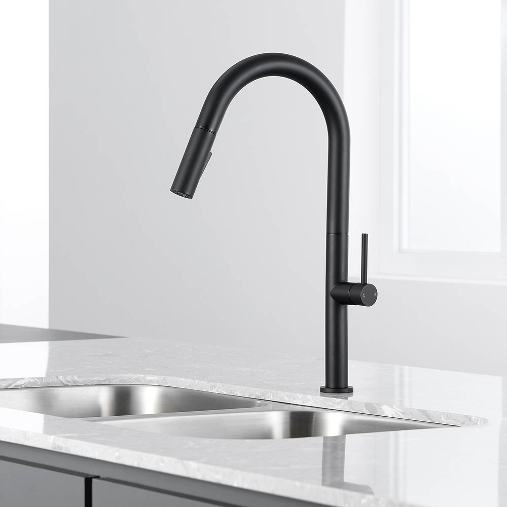 Kibath Grifo De Fregadero SHO extraible de acabado negro mate fabricado en latón - Imagen 4