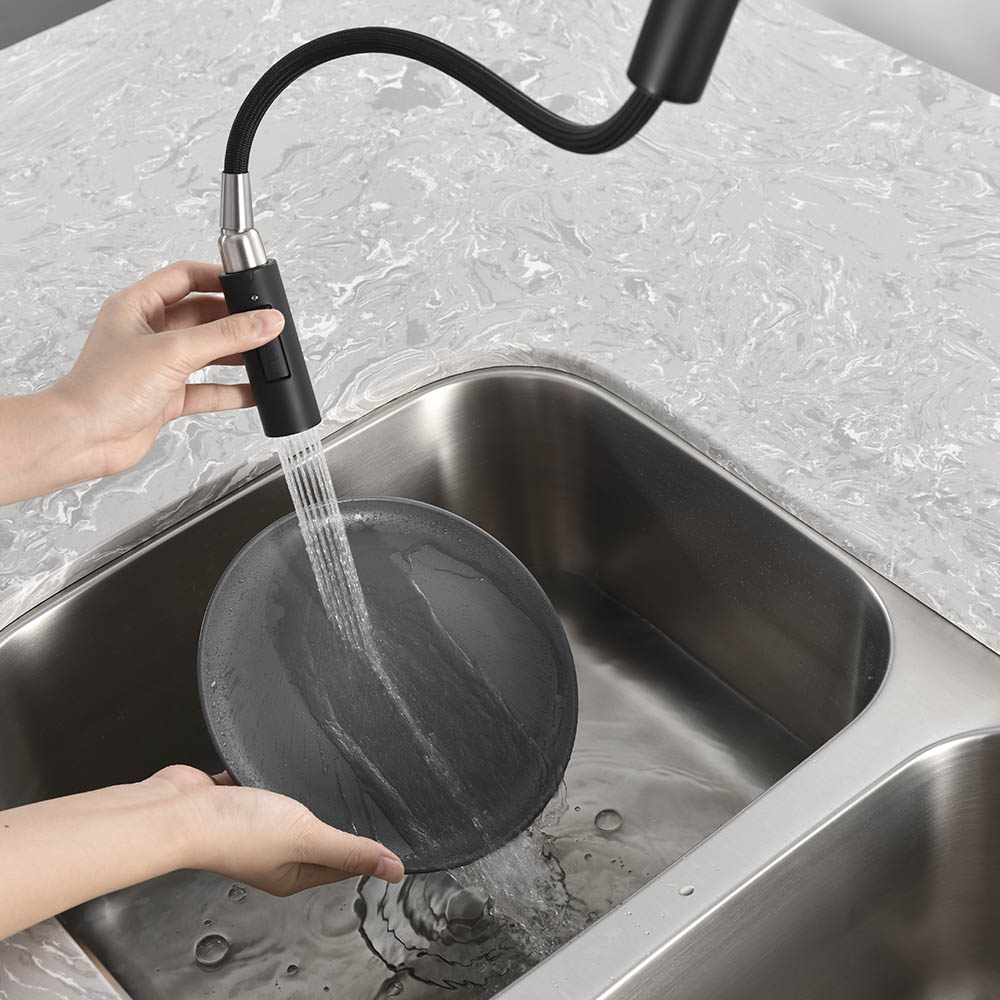 Kibath Grifo De Fregadero SHO extraible de acabado negro mate fabricado en latón - Imagen 6