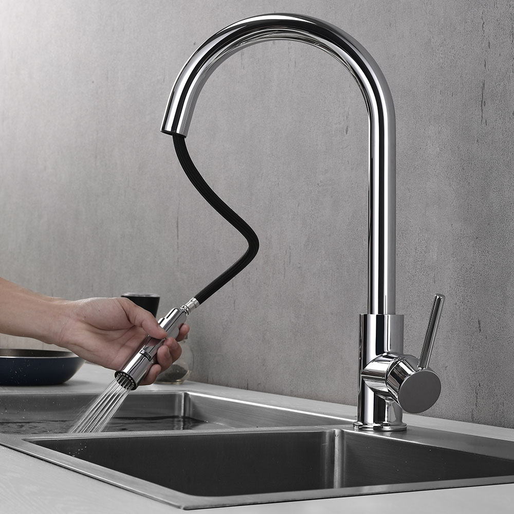 Kibath Grifo De Fregadero BRO extraible de acabado cromo brillo fabricado en latón - Imagen 2