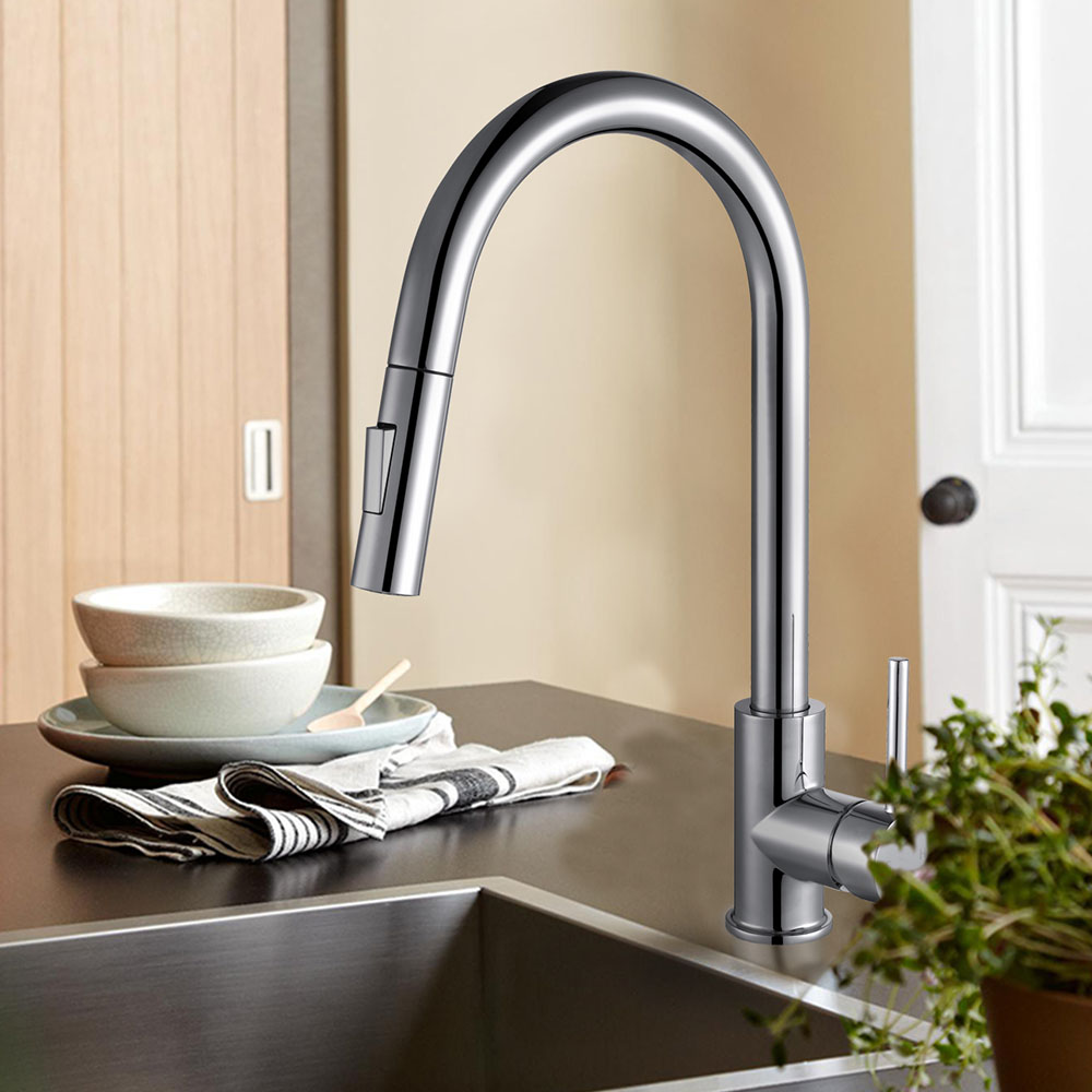 Kibath Grifo De Fregadero BRO extraible de acabado cromo brillo fabricado en latón - Imagen 6