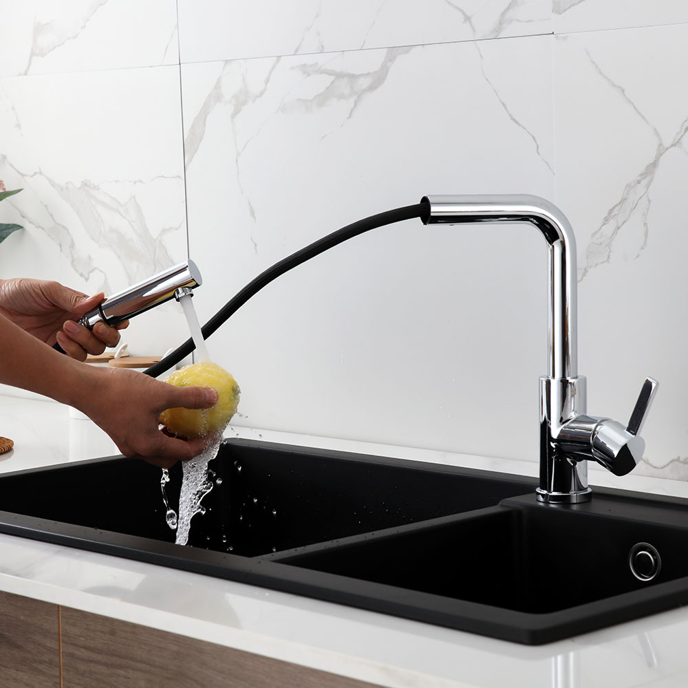 Kibath Grifo De Fregadero ZIE extraible de acabado cromo brillo fabricado en latón - Imagen 2