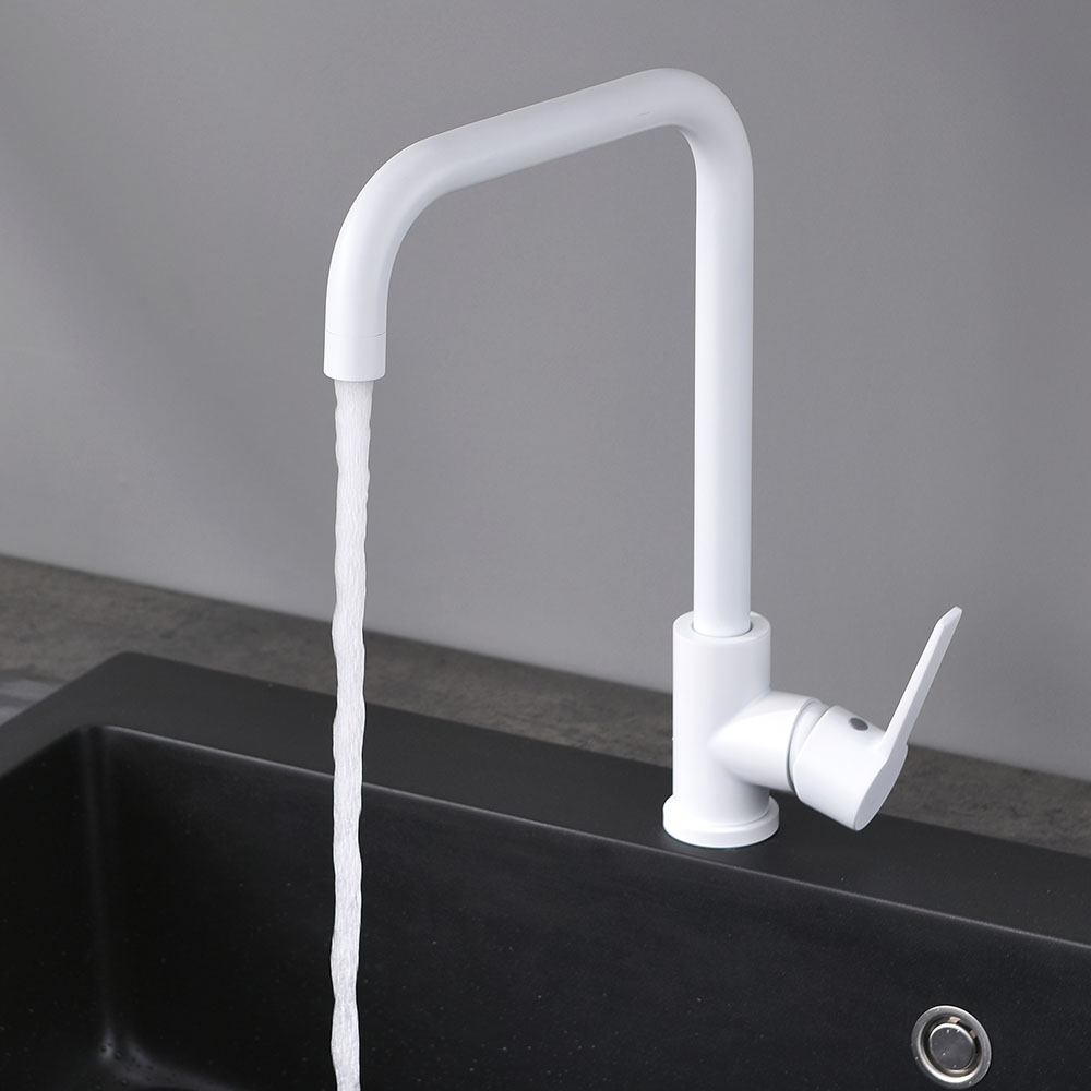 Kibath Grifo De Fregadero SOU de acabado blanco mate fabricado en latón - Imagen 2