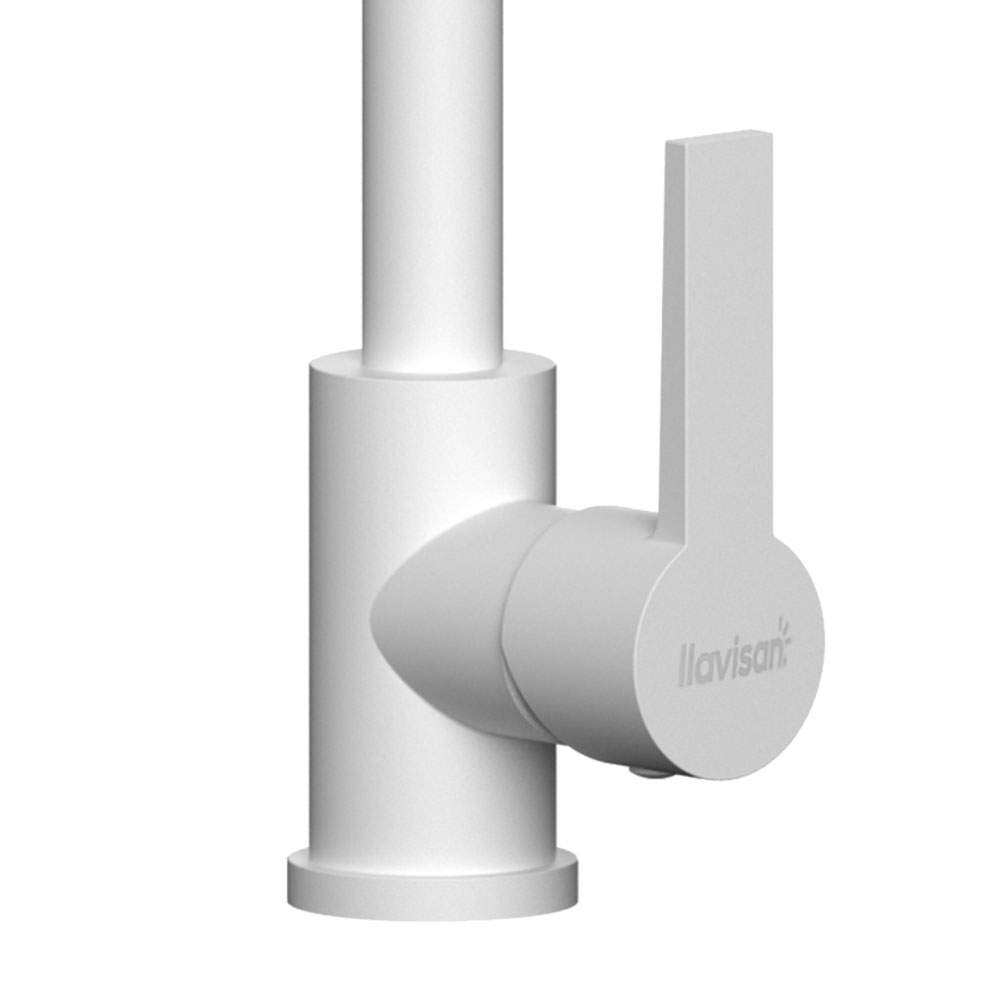 Kibath Grifo De Fregadero SOU de acabado blanco mate fabricado en latón - Imagen 4