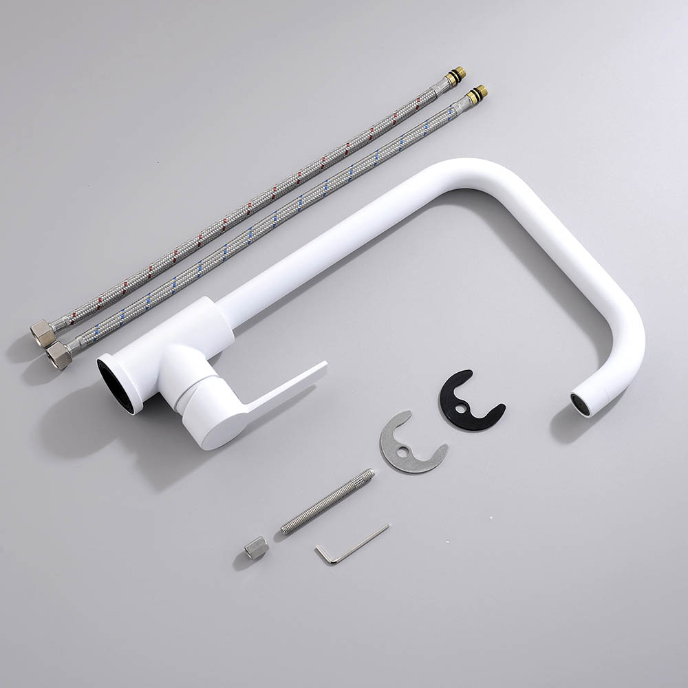 Kibath Grifo De Fregadero SOU de acabado blanco mate fabricado en latón - Imagen 6