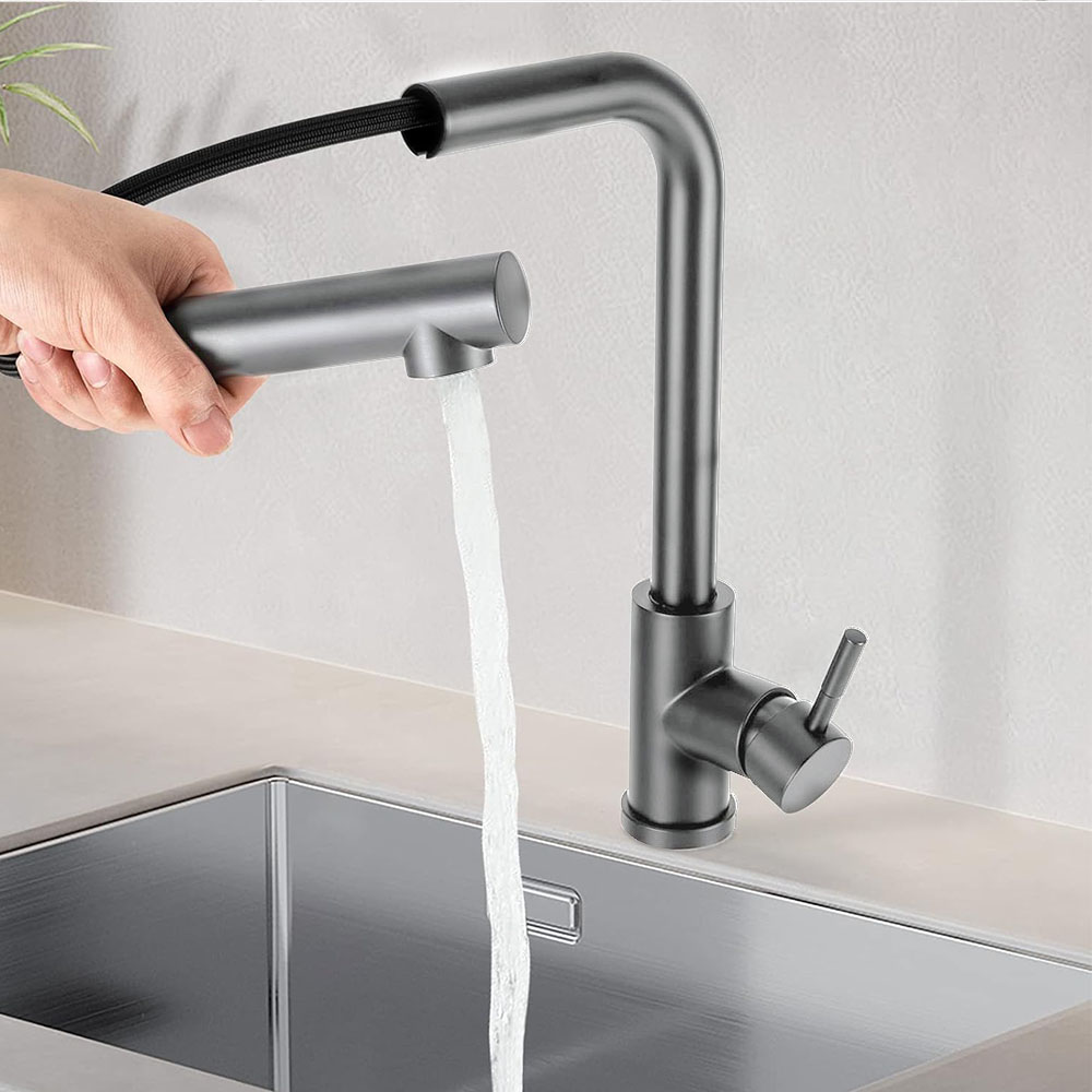 Kibath Grifo de Fregadero STO extraible monomando acabado grafito / antracita mate fabricado en latón - Imagen 2