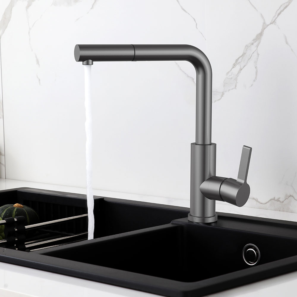 Kibath Grifo de Fregadero STO extraible monomando acabado grafito / antracita mate fabricado en latón - Imagen 4