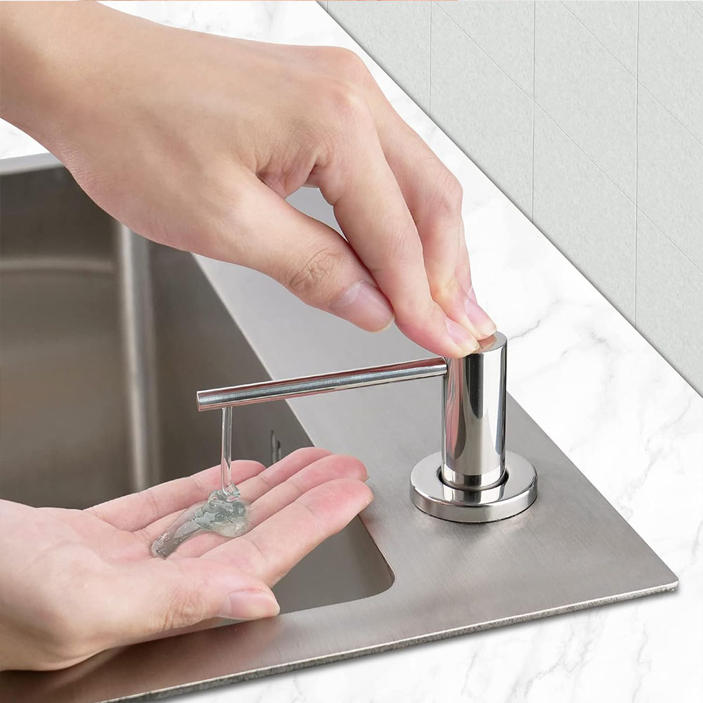 Kibath Dosificador de Gel para empotrar en encimera redondo fabricado en latón - Imagen 8