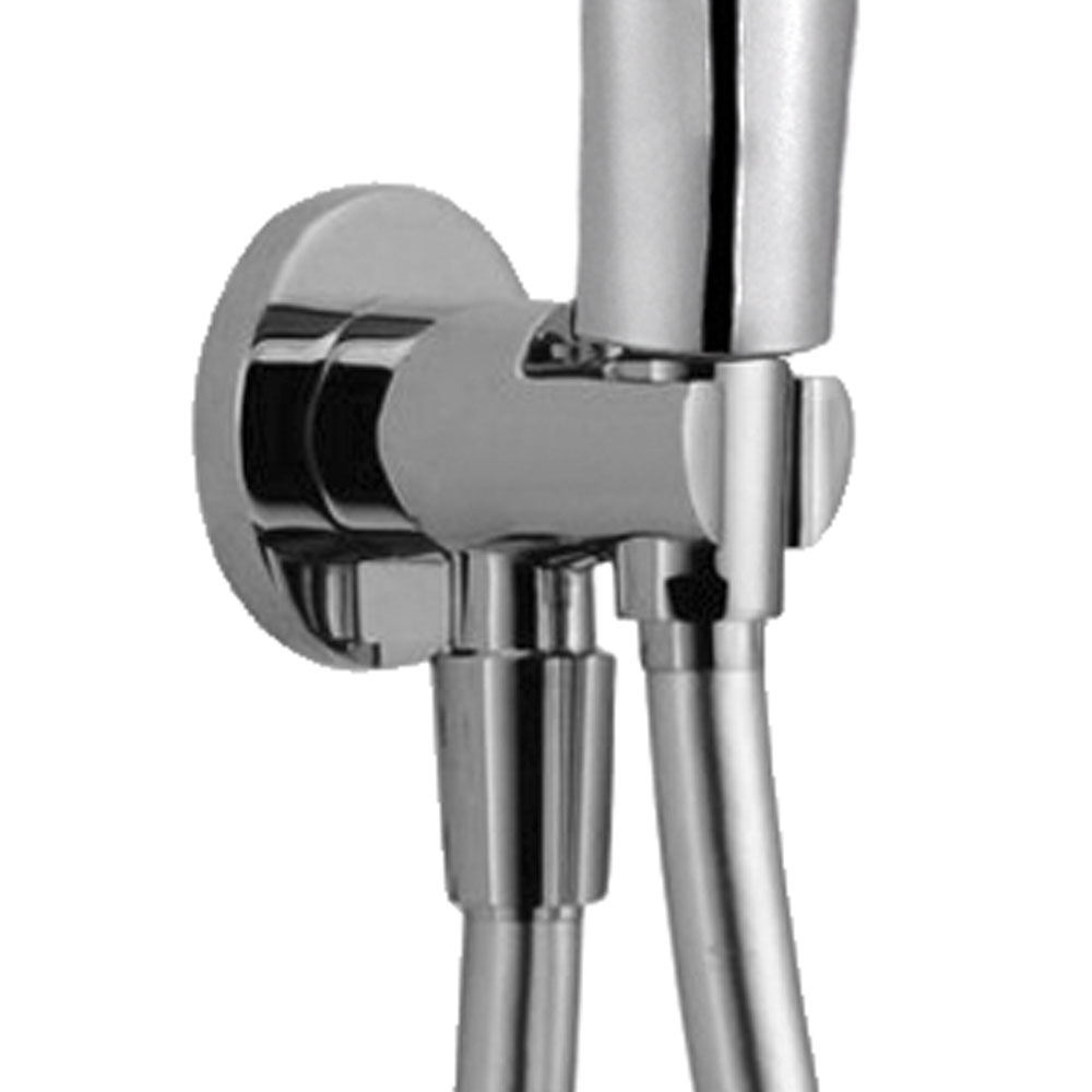 Kibath Soporte Con Toma De Agua redondo acabado cromo brillo fabricado en latón - Imagen 3