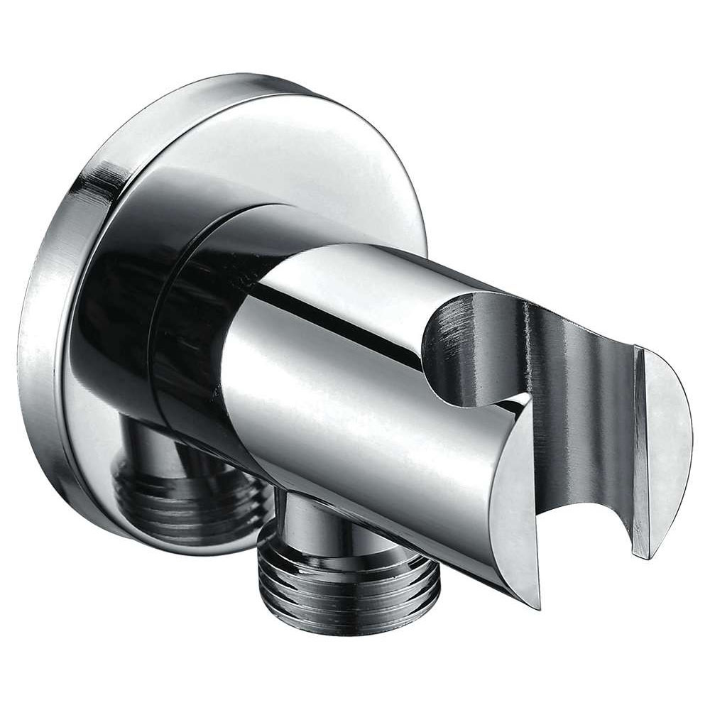 Kibath Soporte Con Toma De Agua redondo acabado cromo brillo fabricado en latón - Imagen 4