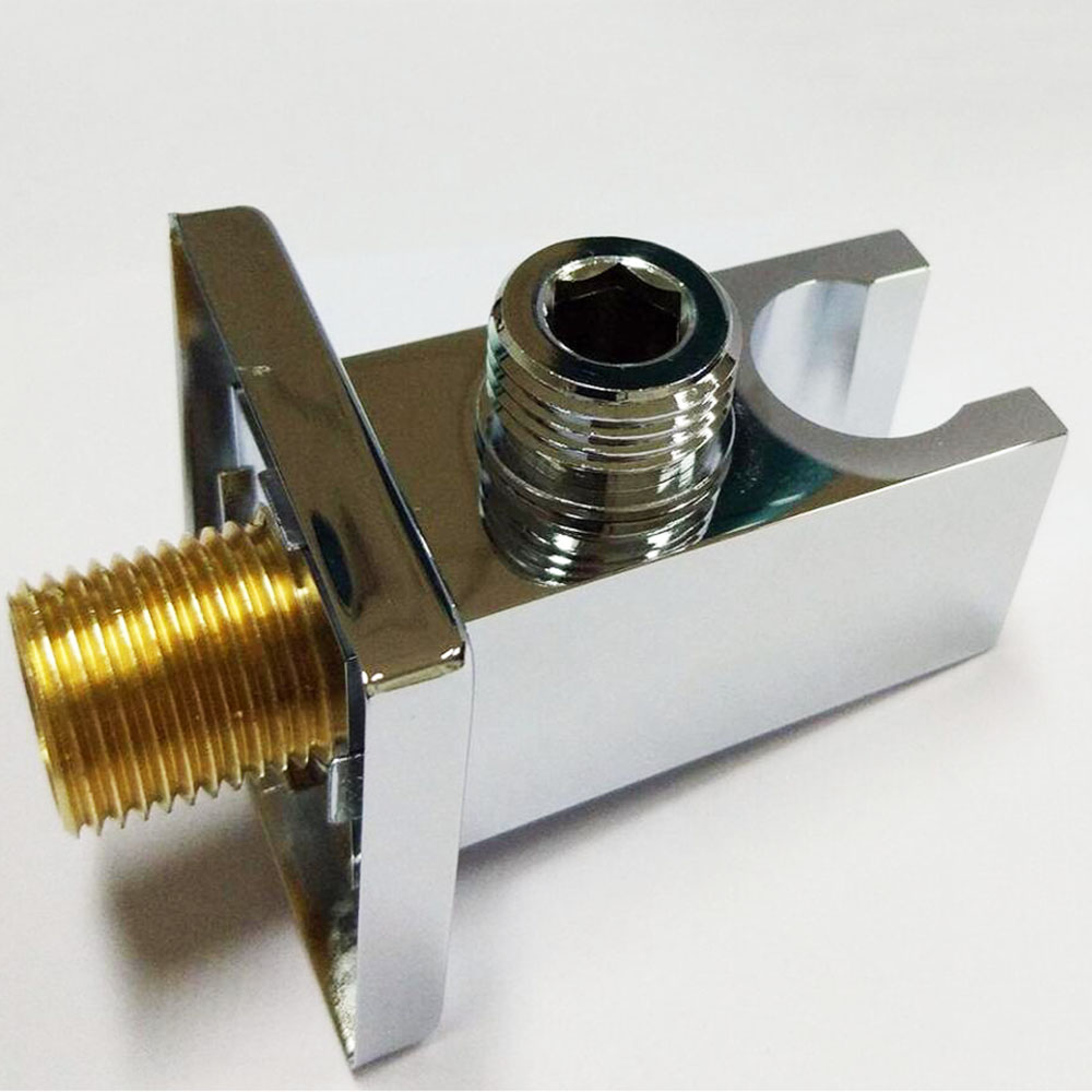 Kibath Soporte Con Toma De Agua cuadrado acabado cromo brillo fabricado en latón - Imagen 2